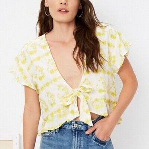 Tularosa yellow front tie embroidered shirt